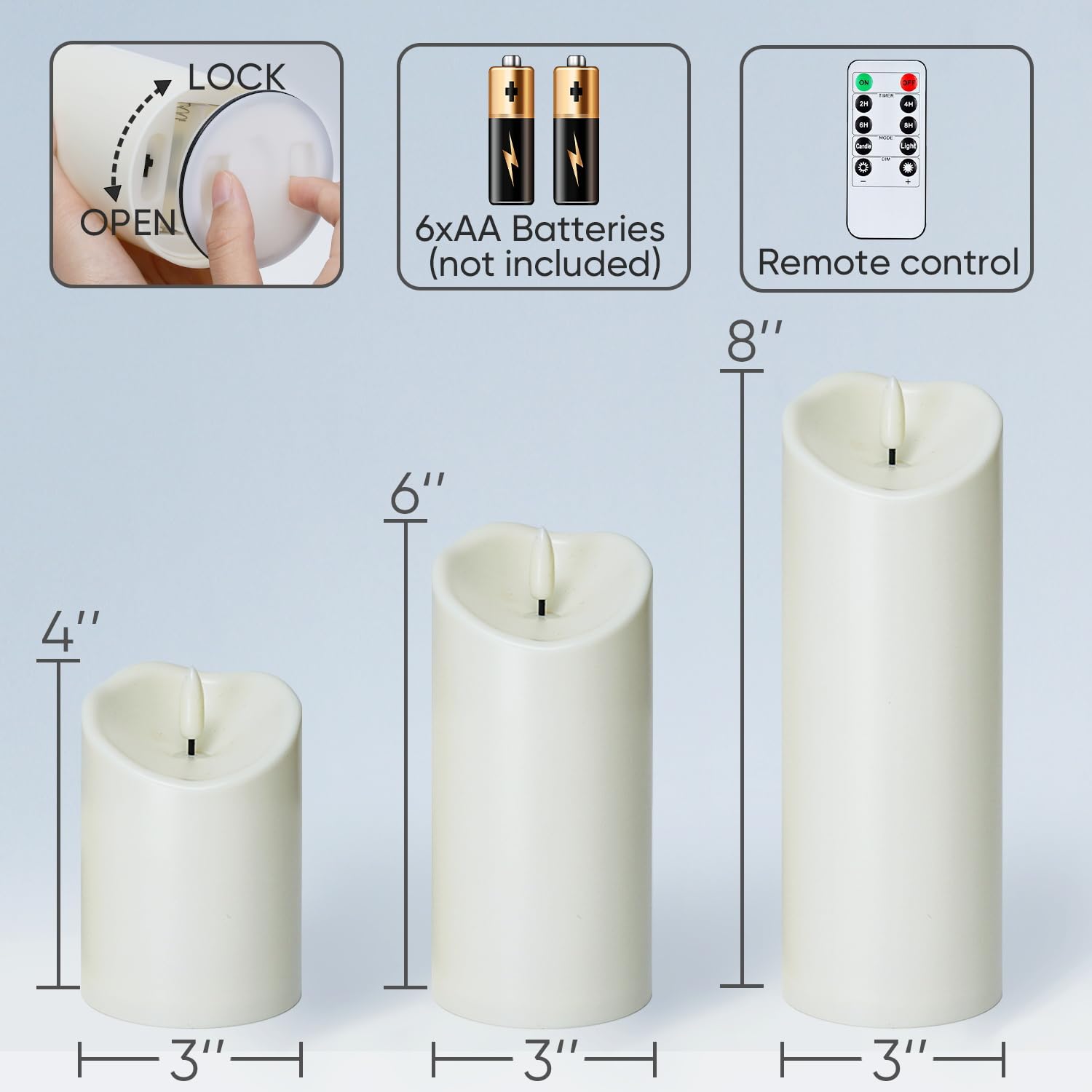 Foto 8 pulgar | Velas Sin Llama Homemory Con Temporizador Y Mando A Distancia - Venta Internacional.