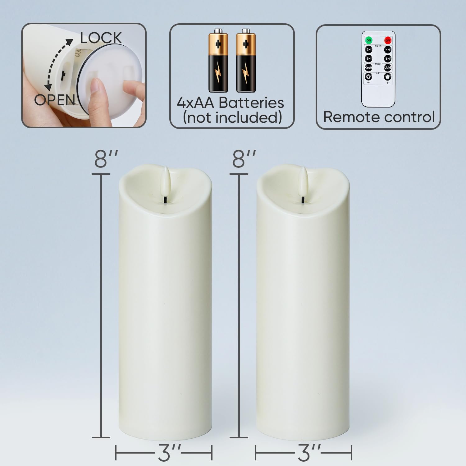 Foto 7 pulgar | Velas Led Homemory de 2 Piezas con Control-Venta Internacional