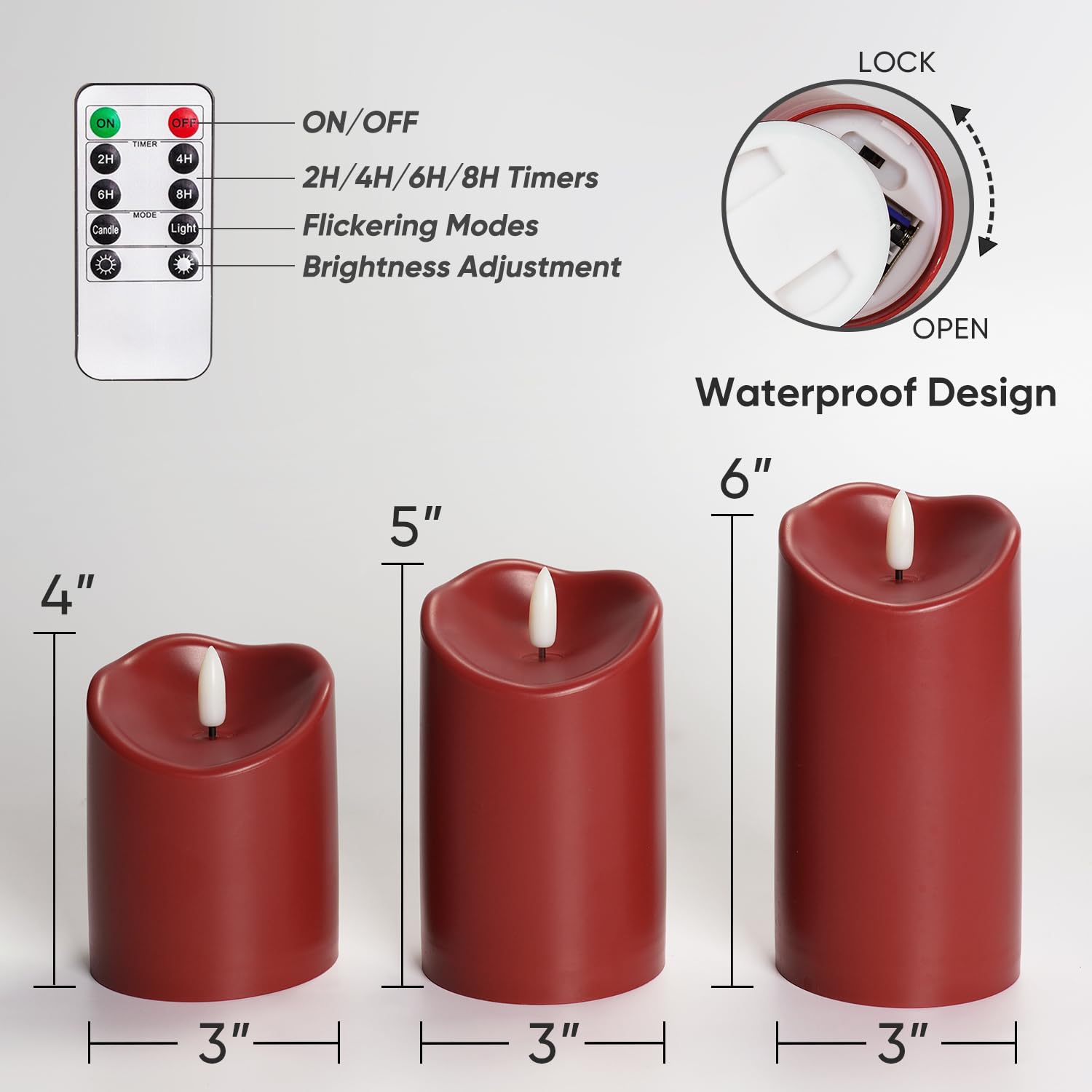 Foto 7 pulgar | Velas Led Homemory de 3 Piezas con Control-Venta Internacional