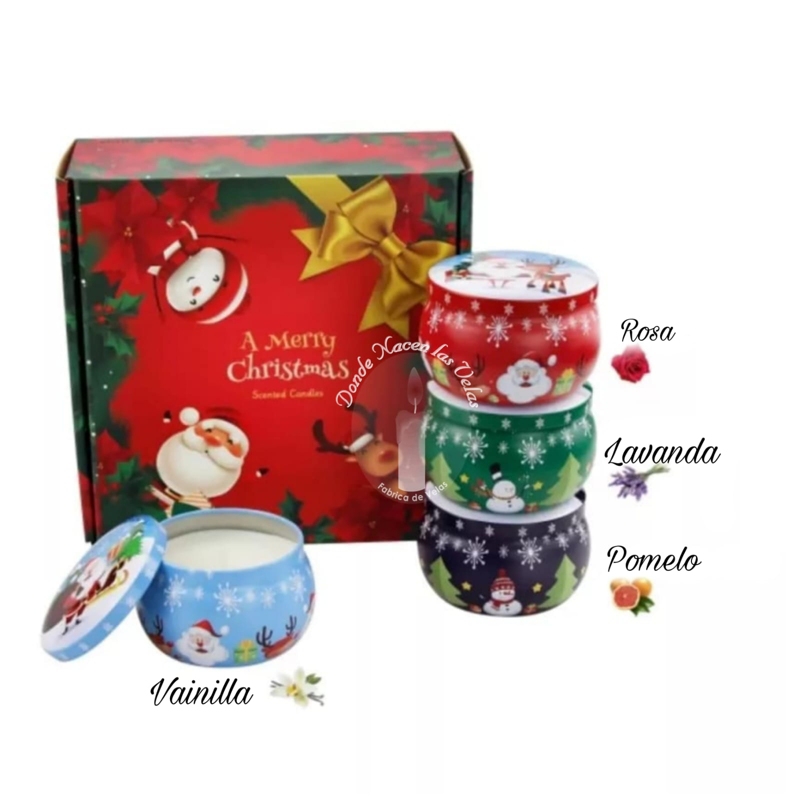 Foto 1 | Paquete De 4 Velas Aromáticas Navideñas Con Flores Secas - Venta Internacional.