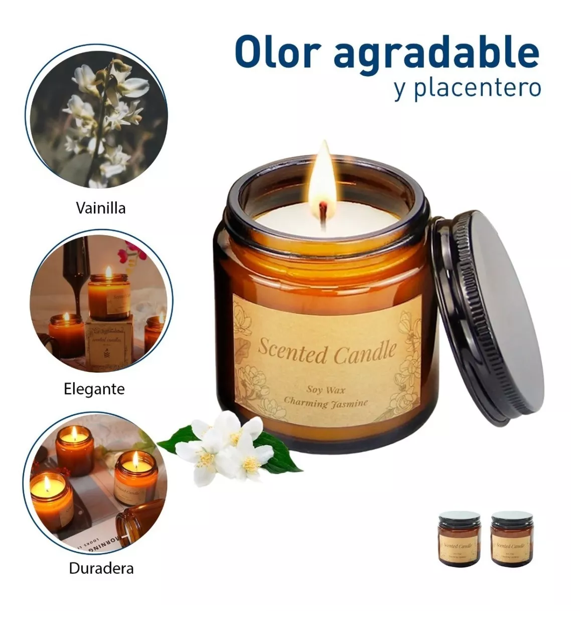 Foto 6 pulgar | 3 Velas Aromáticas Decorativas 100% Soya Aromaterapia 3.5oz Vainilla, Campanilla, Lavanda