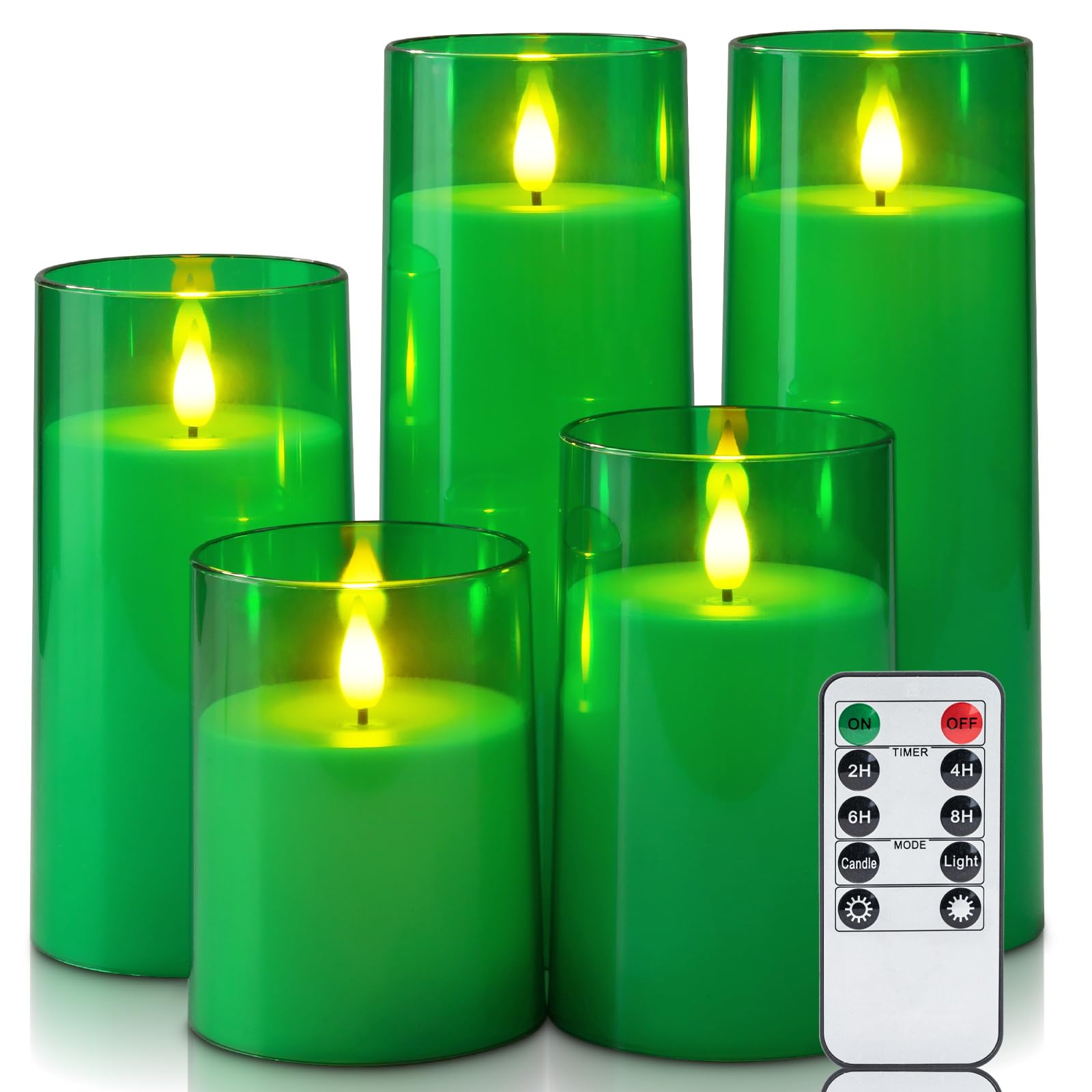 Foto 2 pulgar | Velas Sin Llama Homemory Green Led Con Mando A Distancia, Juego De 5 - Venta Internacional.