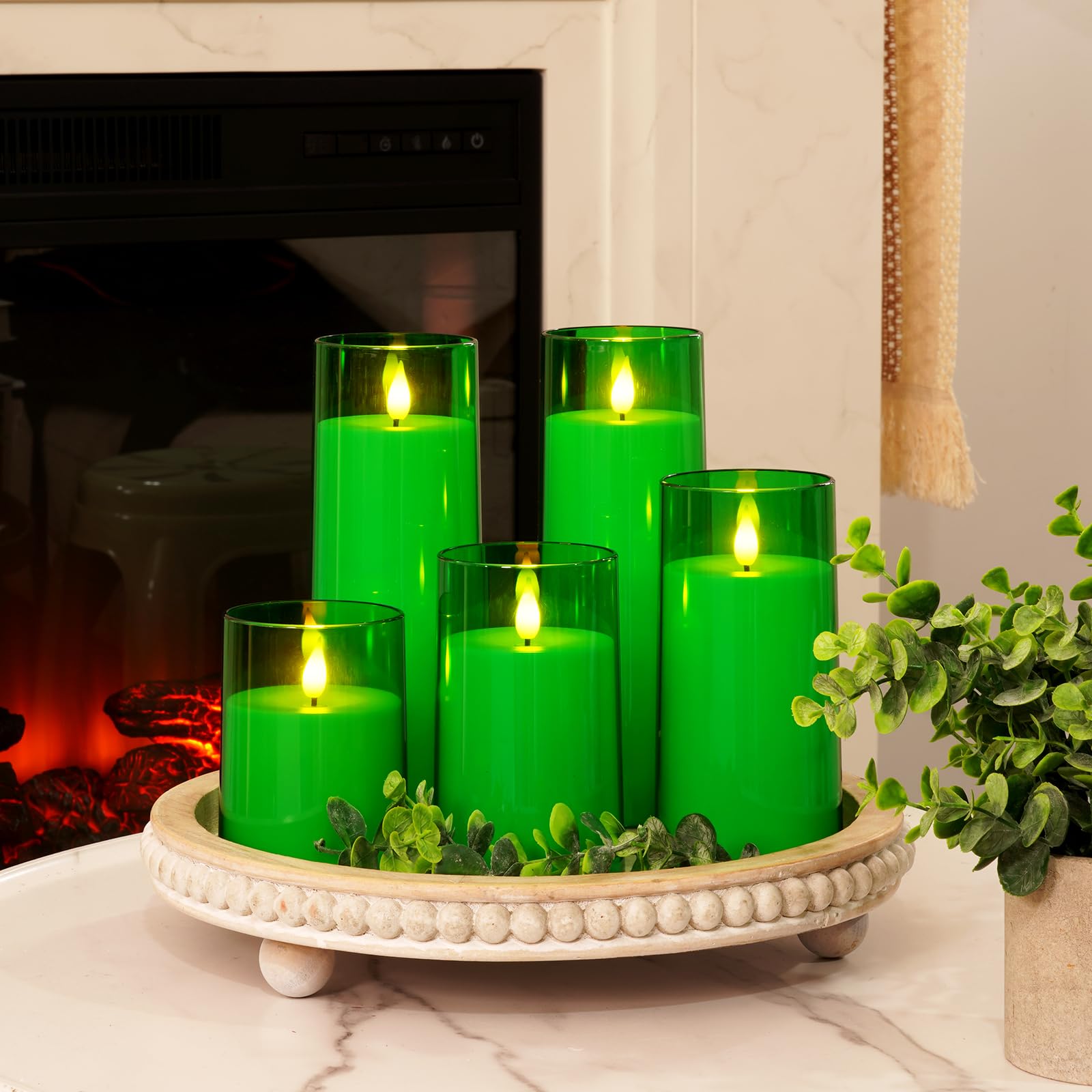 Foto 3 pulgar | Velas Sin Llama Homemory Green Led Con Mando A Distancia, Juego De 5 - Venta Internacional.