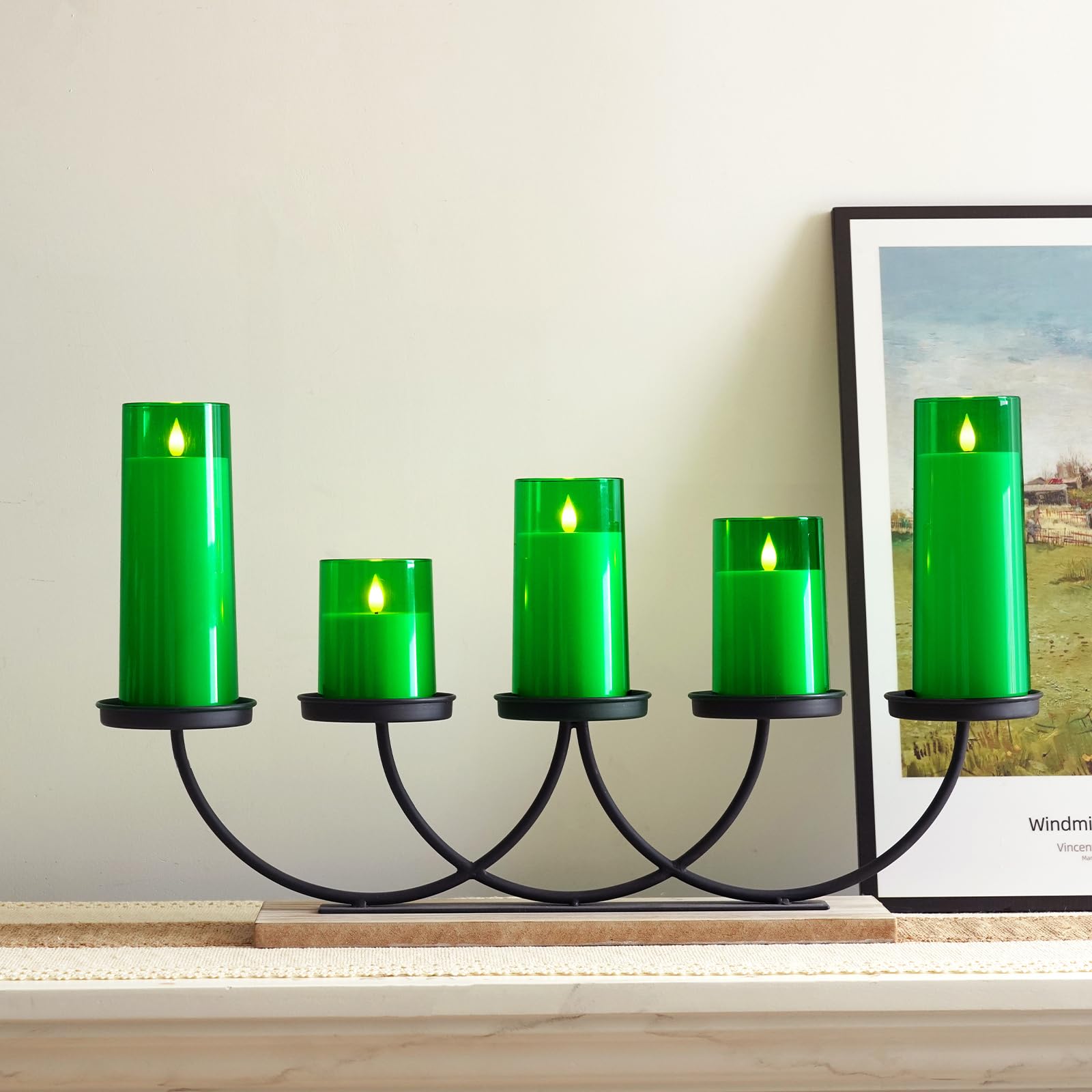 Foto 4 pulgar | Velas Sin Llama Homemory Green Led Con Mando A Distancia, Juego De 5 - Venta Internacional.