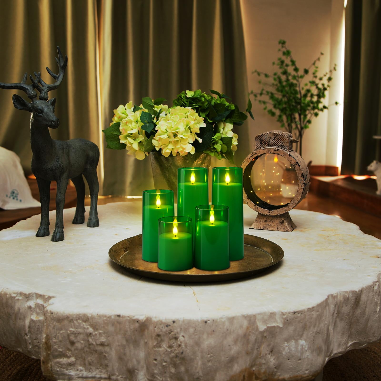 Foto 7 pulgar | Velas Sin Llama Homemory Green Led Con Mando A Distancia, Juego De 5 - Venta Internacional.