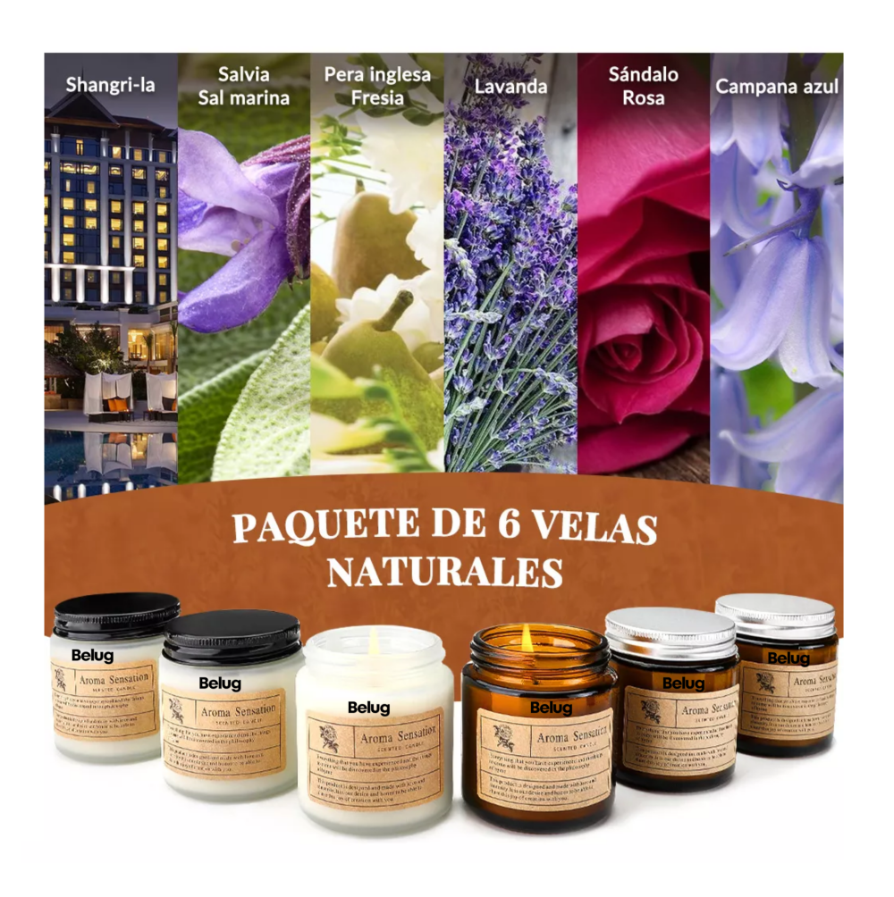 Foto 2 | Velas Aromáticas Decorativas Belug de Soja 600 g 6 Piezas
