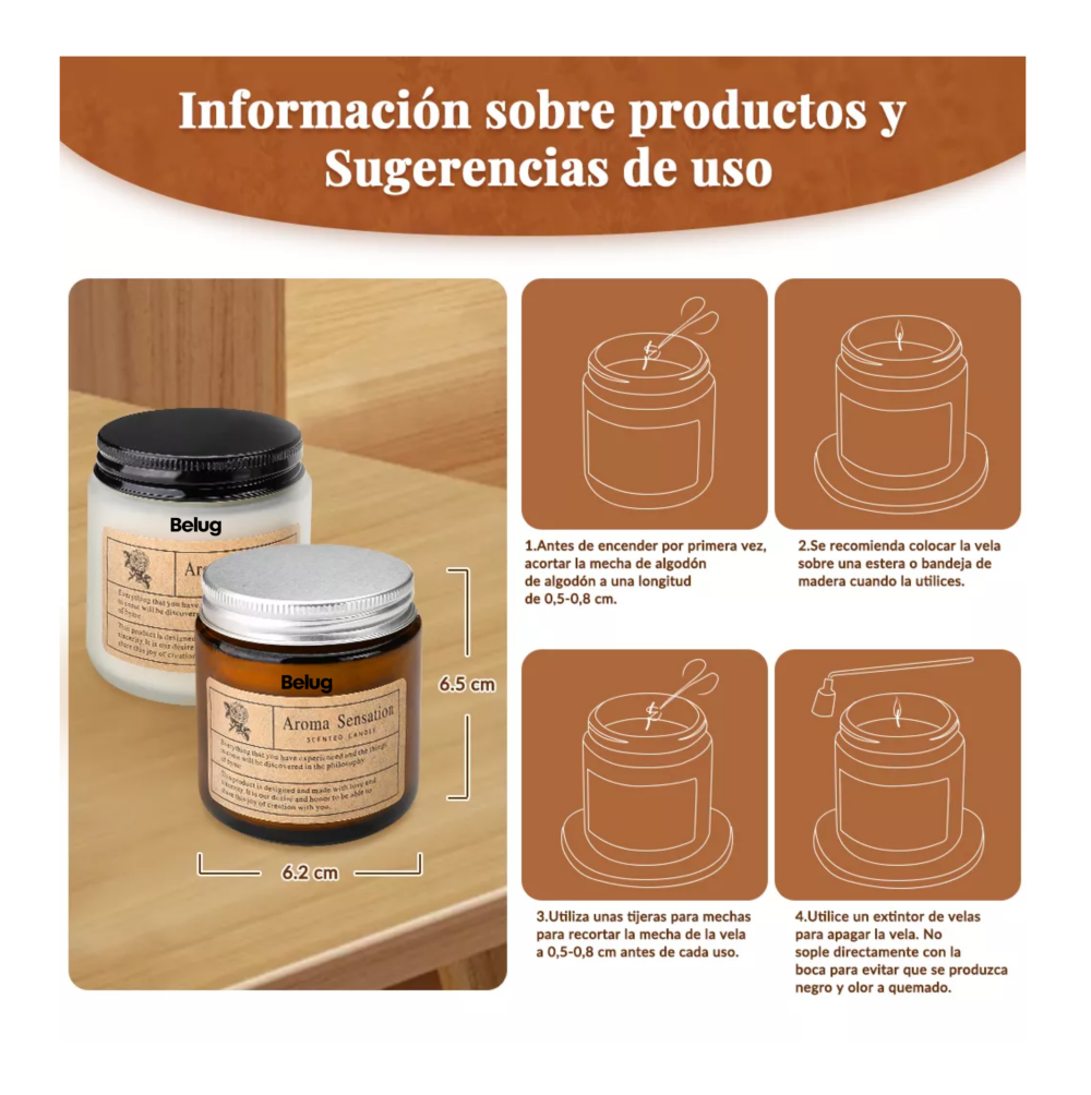 Foto 4 pulgar | Velas Aromáticas Decorativas Belug de Soja 600 g 6 Piezas