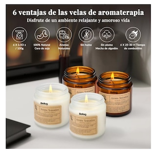 Foto 4 | Velas Aromáticas Decorativas Belug de Soja 600 g 6 Piezas