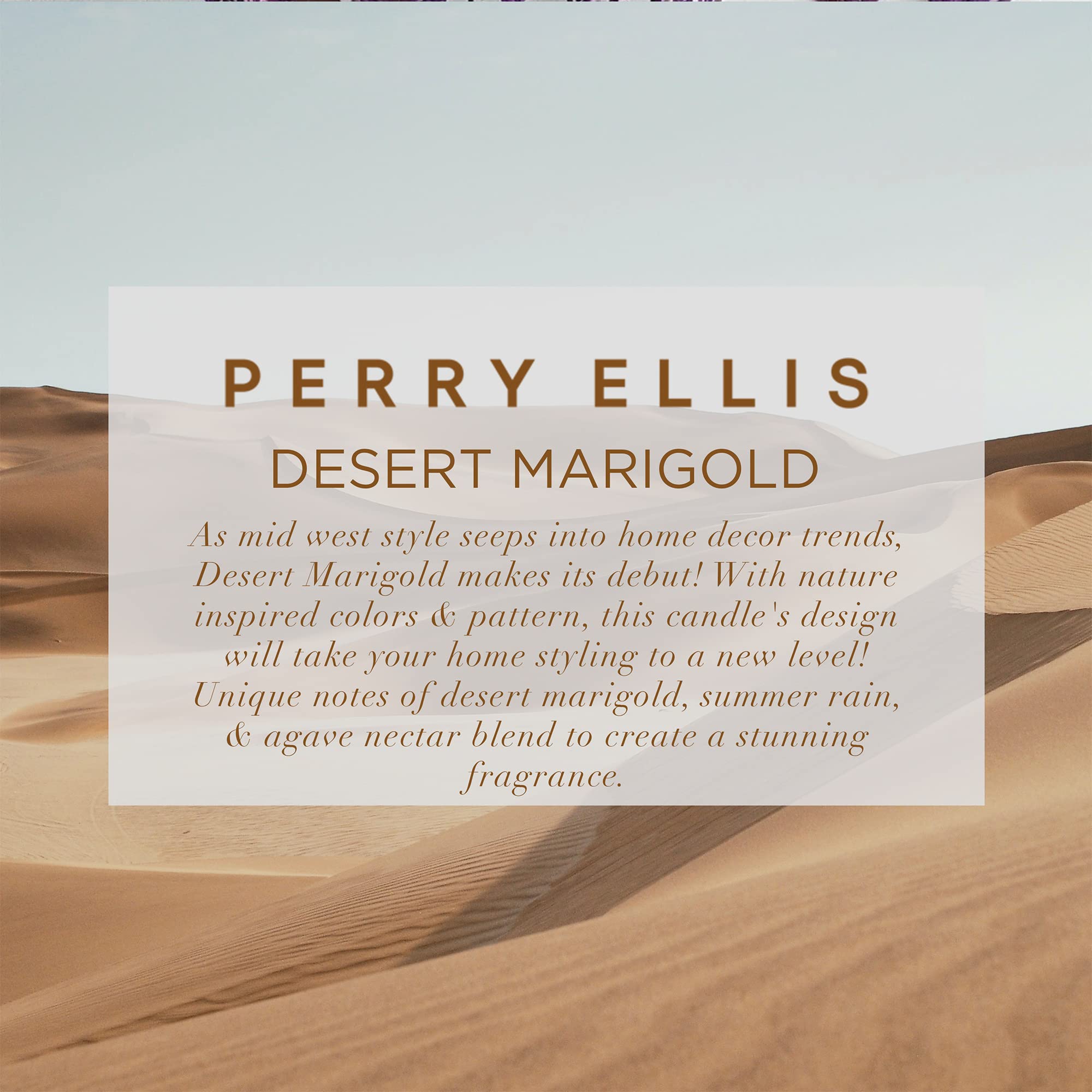 Foto 4 pulgar | Vela Aromática Perry Ellis Desert Marigold Soy, 60 Horas De Combustión - Venta Internacional.