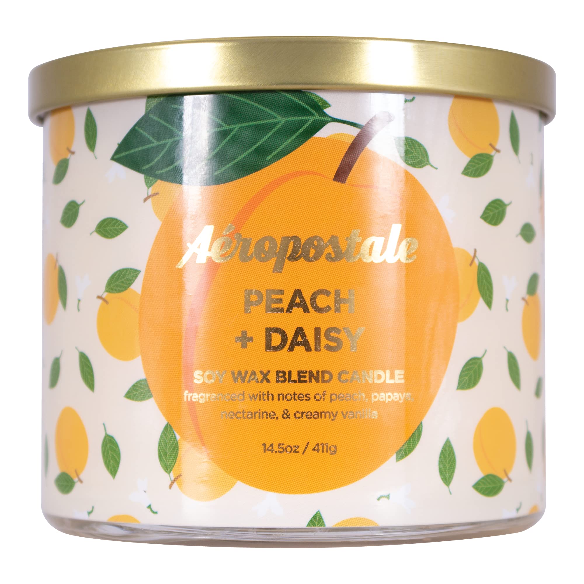 Vela Aromática Aeropostale Peach + Daisy Soy, 60 H De Duración De Combustión - Venta Internacional.