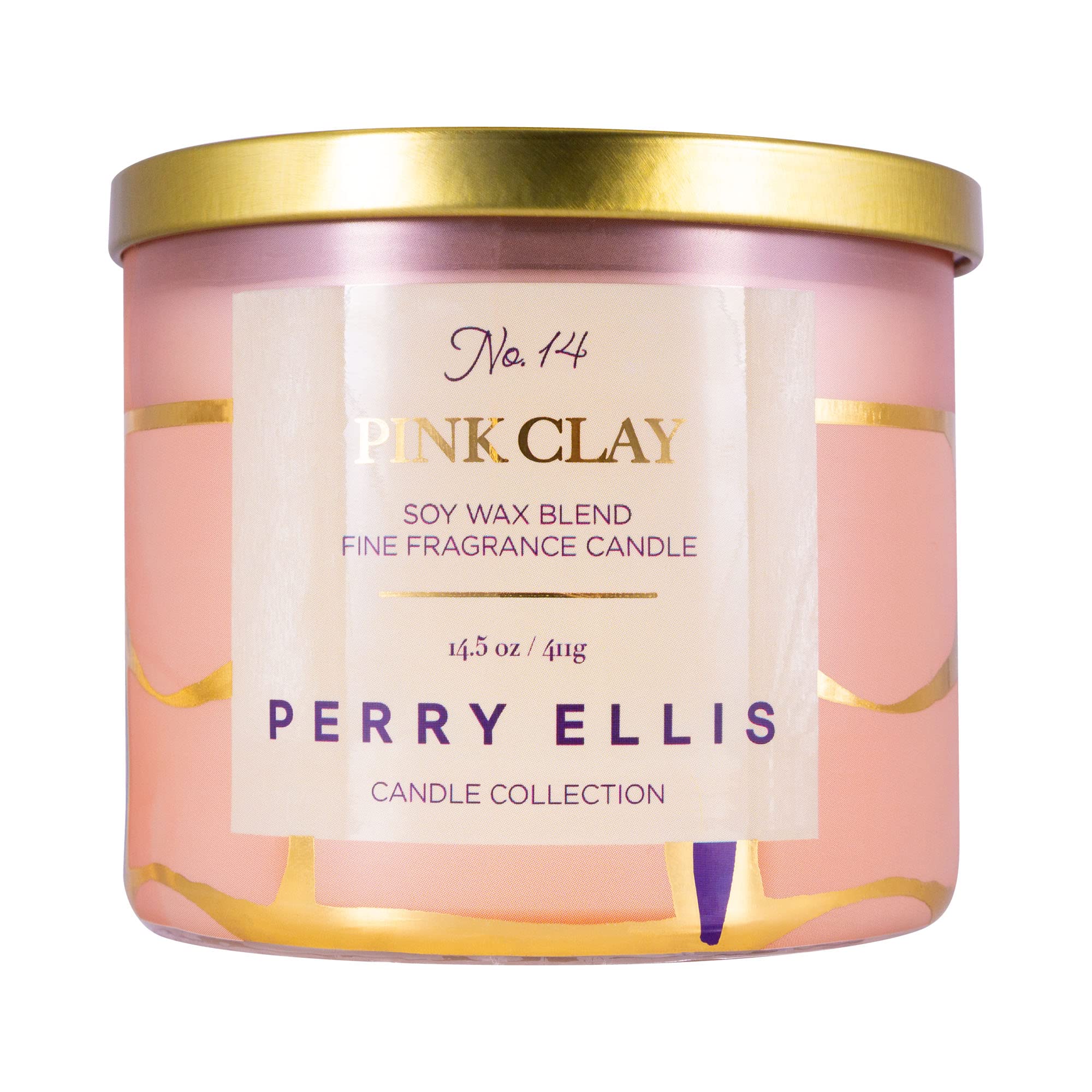 Vela Aromática Perry Ellis Pink Clay Soy, 60 Horas De Combustión - Venta Internacional.