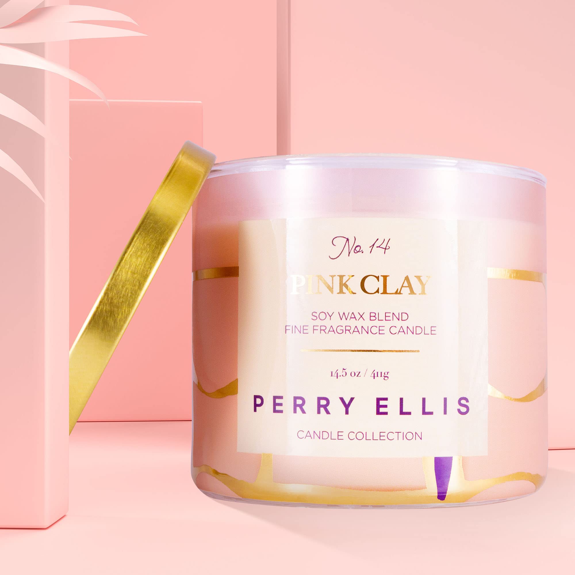 Foto 4 pulgar | Vela Aromática Perry Ellis Pink Clay Soy, 60 Horas De Combustión - Venta Internacional.