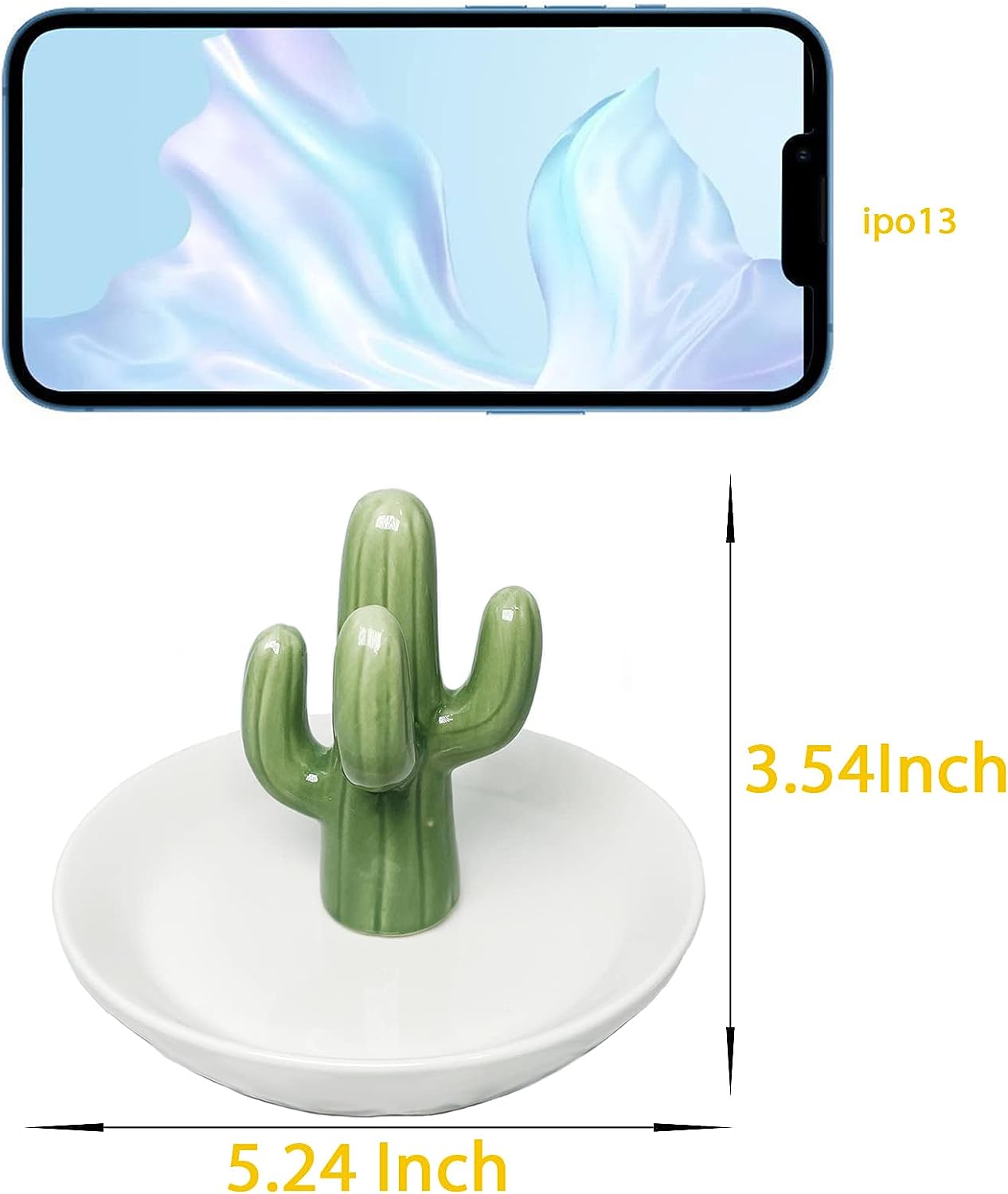 Foto 4 pulgar | Soporte De Cerámica Para Anillos Con Forma De Cactus, Regalo Para El Día De La Madre, Anillo Con For - Venta Intern