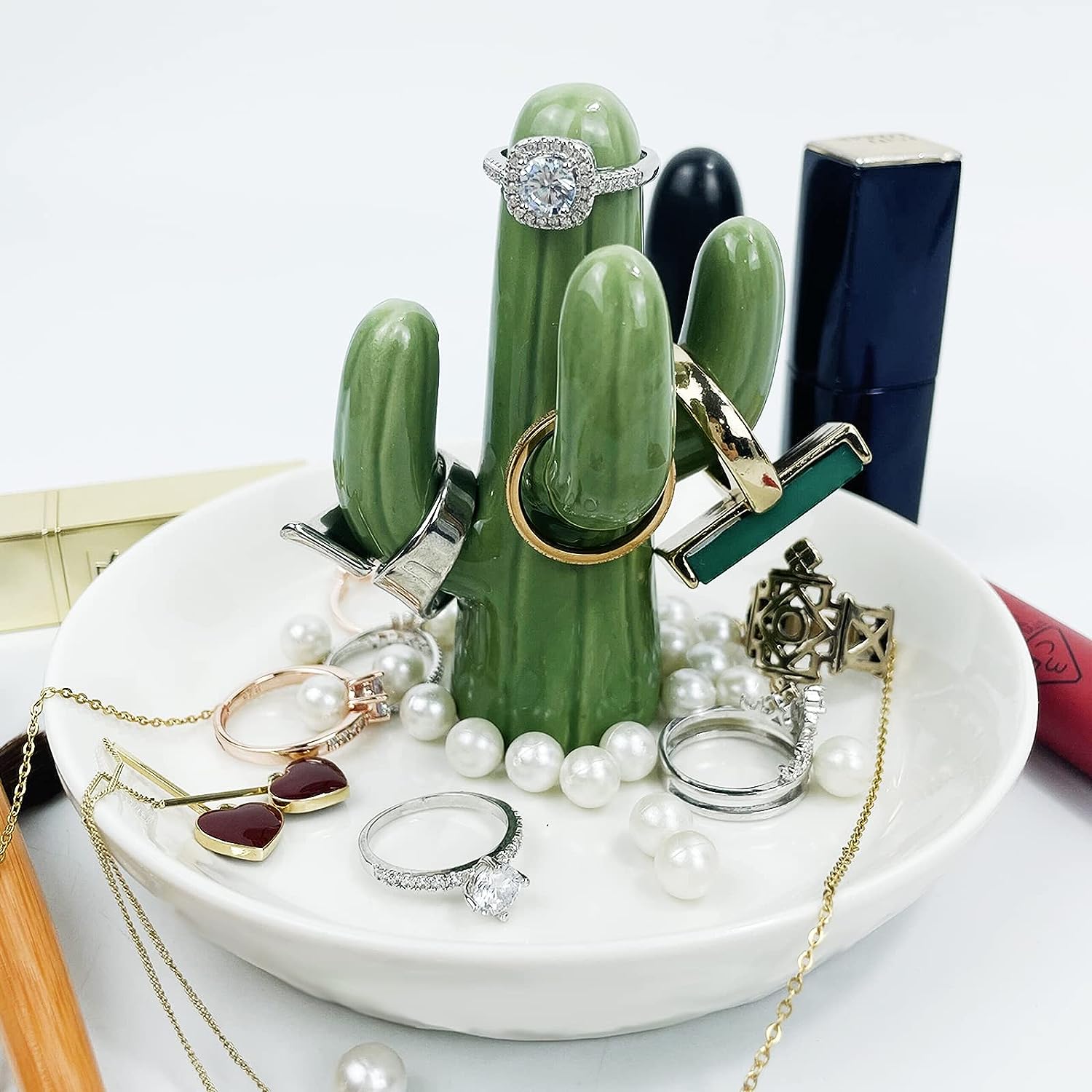 Foto 5 pulgar | Soporte De Cerámica Para Anillos Con Forma De Cactus, Regalo Para El Día De La Madre, Anillo Con For - Venta Intern