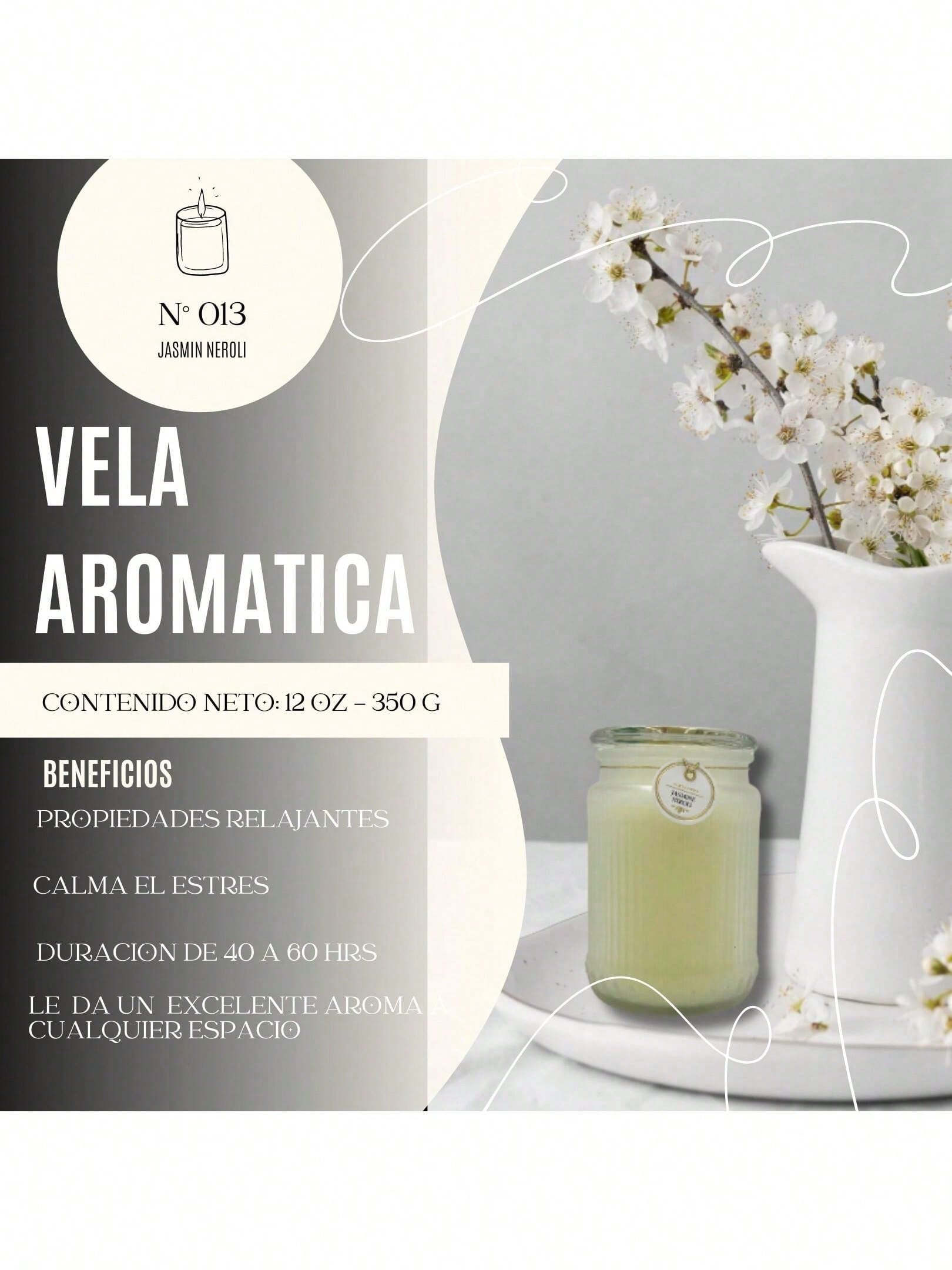 Foto 4 pulgar | Velas Aromáticas Zomilux Neroli y Jazmín