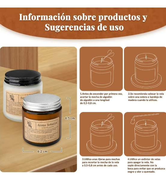 Foto 2 | Xtellar Set De 6 Velas Aromáticas Esenciales Decadentemente Lujosas De Cera De Soja, Ideal Para Aromaterapia