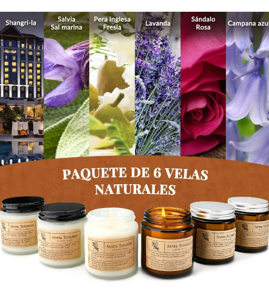 Foto 5 pulgar | Xtellar Set De 6 Velas Aromáticas Esenciales Decadentemente Lujosas De Cera De Soja, Ideal Para Aromaterapia