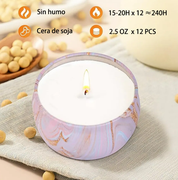 Foto 5 pulgar | Xtellar - Colección Premium De 12 Velas Aromáticas Ecológicas De Cera De Soja