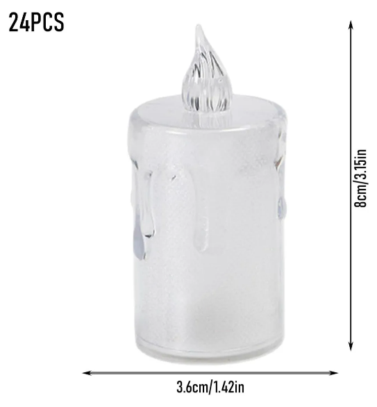 Foto 3 pulgar | Elegante Juego De 24 Velas Led Xtellar Transparentes Con Lágrima Ámbar, Perfectas Para Bodas Y Eventos Especiales