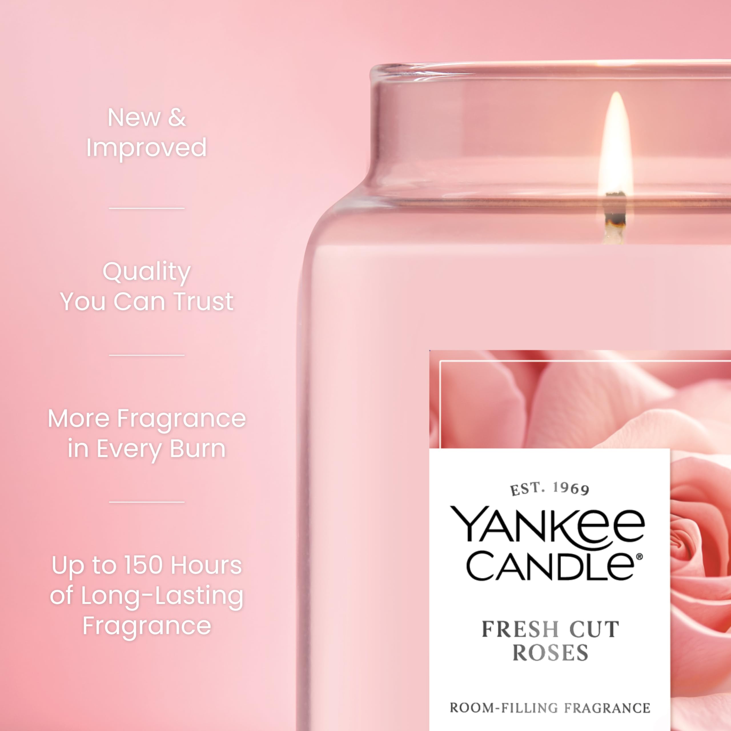 Foto 4 pulgar | Tarro Grande Con Aroma A Rosas Recién Cortadas De Candle Yankee Candle, 660 Ml - Venta Internacional.