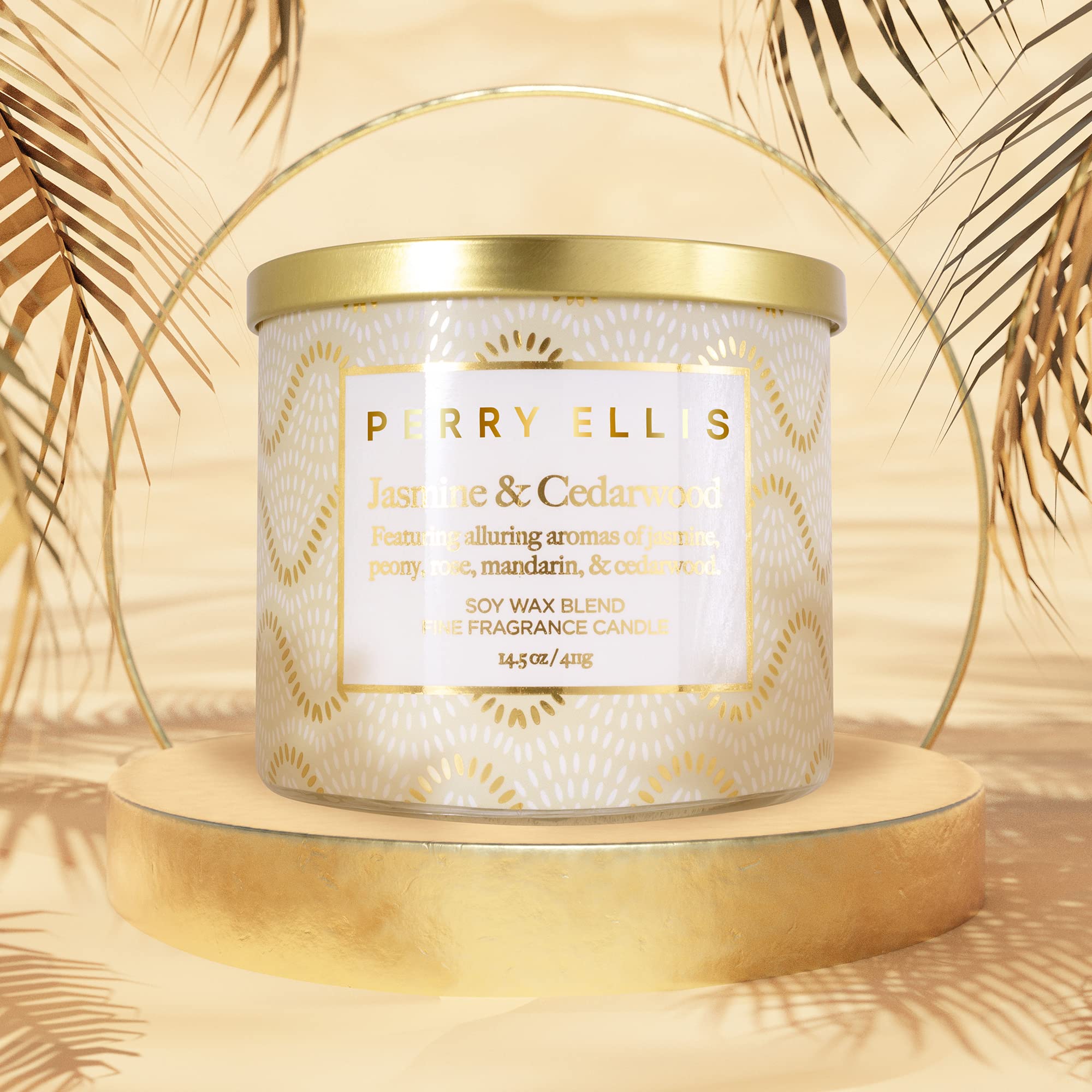 Foto 3 | Vela Aromática Perry Ellis Jasmine & Cedarwood 60 Horas de Duración - Venta Internacional