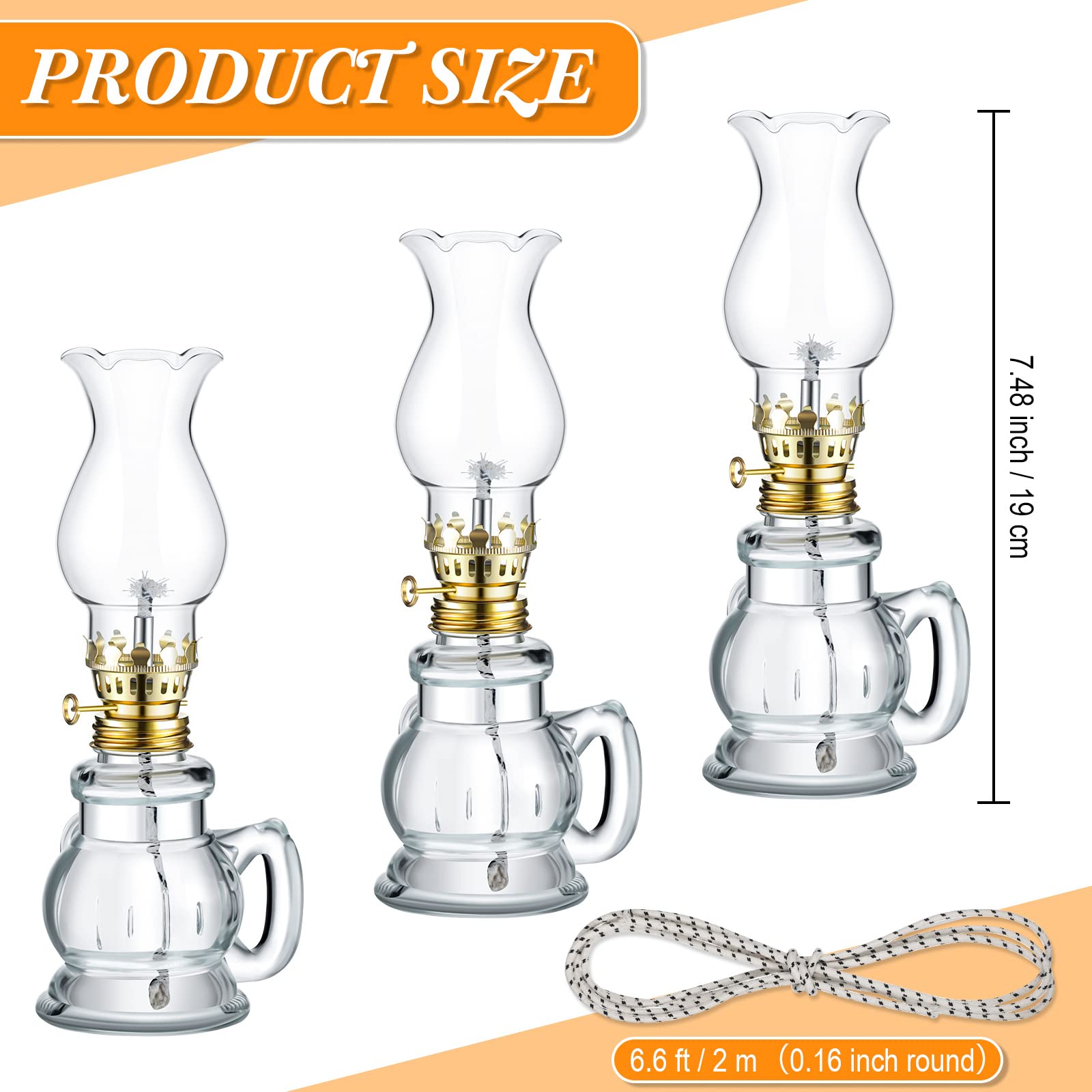 Foto 6 | Oil Lamp Yexiya, Lámpara Vintage De Queroseno De Vidrio, Juego De 6 - Venta Internacional.