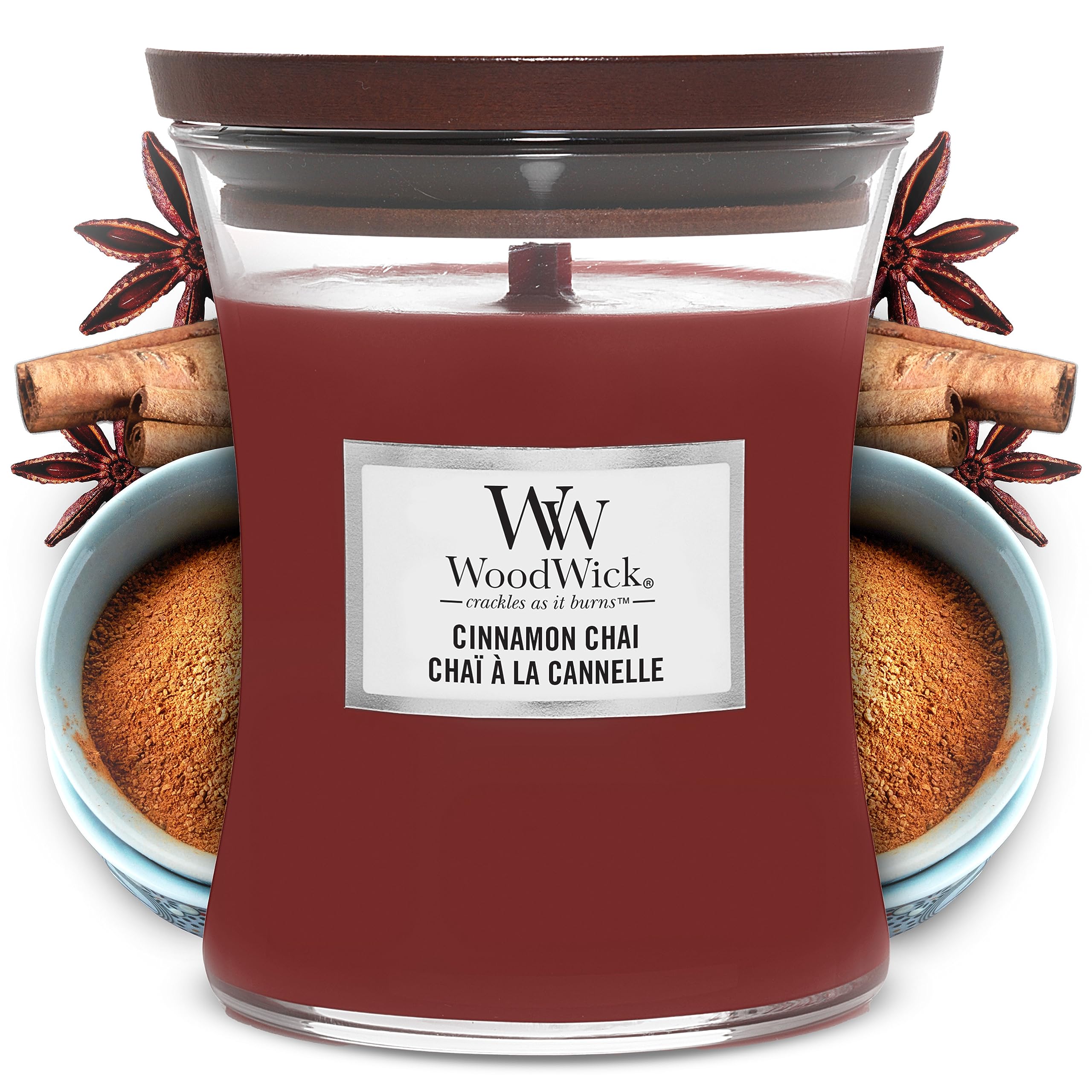 Foto 1 | Vela Aromática Woodwick, Tamaño Mediano, Con Forma De Reloj De Arena, Canela - Venta Internacional.