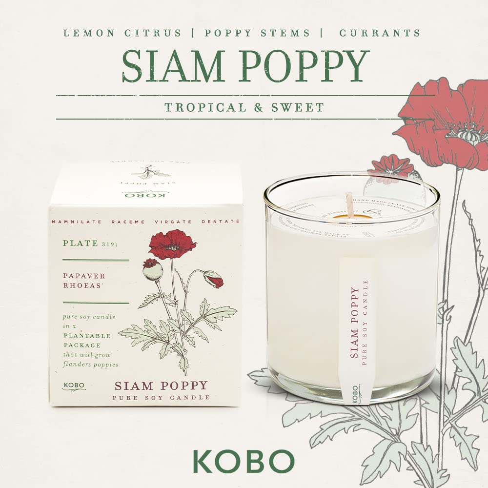 Foto 2 | Vela Aromática Kobo Siam Poppy 265 Ml Con Caja Para Plantar - Venta Internacional.