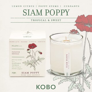 Foto 2 | Vela Aromática Kobo Siam Poppy 265 Ml Con Caja Para Plantar - Venta Internacional.
