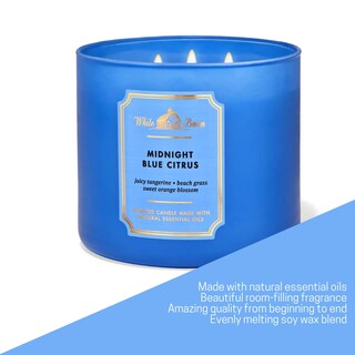 Foto 3 | Candle Bath & Body Works White Barn, 3 Mechas, 430 Ml, Azul Medianoche, Cítricos - Venta Internacional.