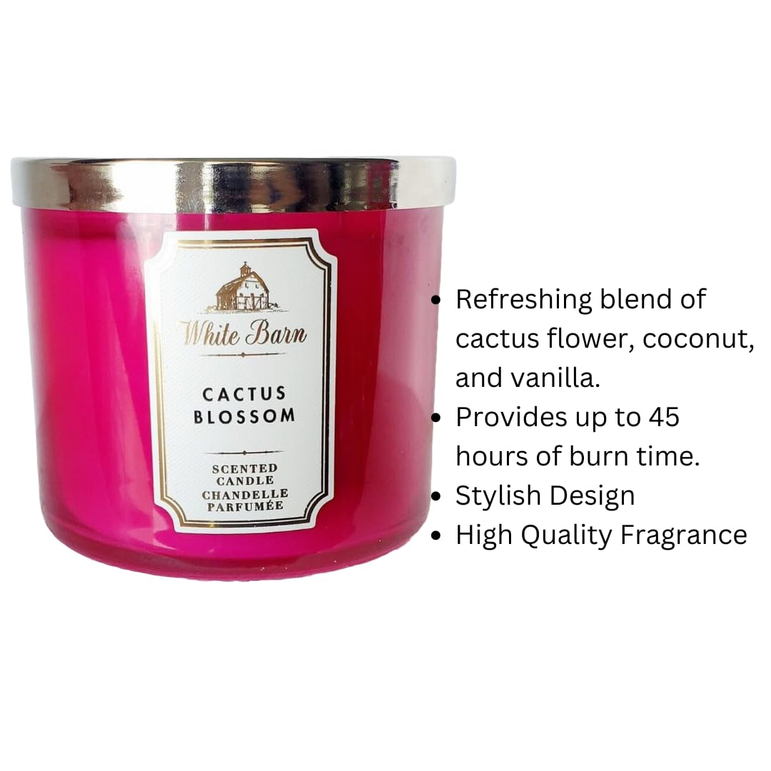 Foto 5 pulgar | Candle Bath & Body Works White Barn, 3 Mechas, Flor De Cactus, 430 Ml - Venta Internacional.