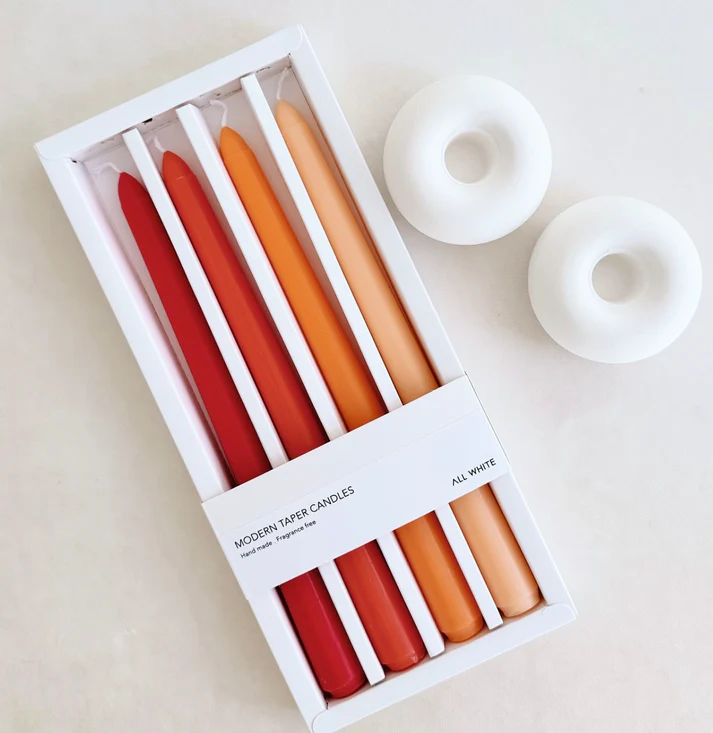 Foto 4 pulgar | Velas Decorativas Aromáticas Set Color Degradado Cera Soya- Naranja
