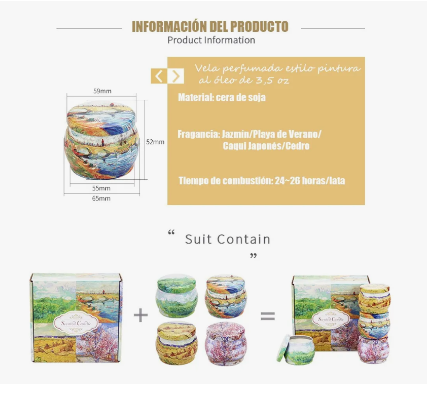 Foto 3 pulgar | Velas Aromáticas Xtellar De Cera De Soja Vela De Aromaterapia 3.5oz