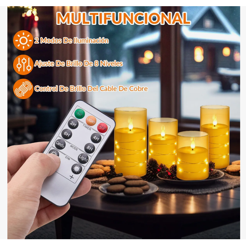 Foto 4 pulgar | Vela Eléctrica Xtellar Led Control Remoto sin Llama Impermeables 3 piezas