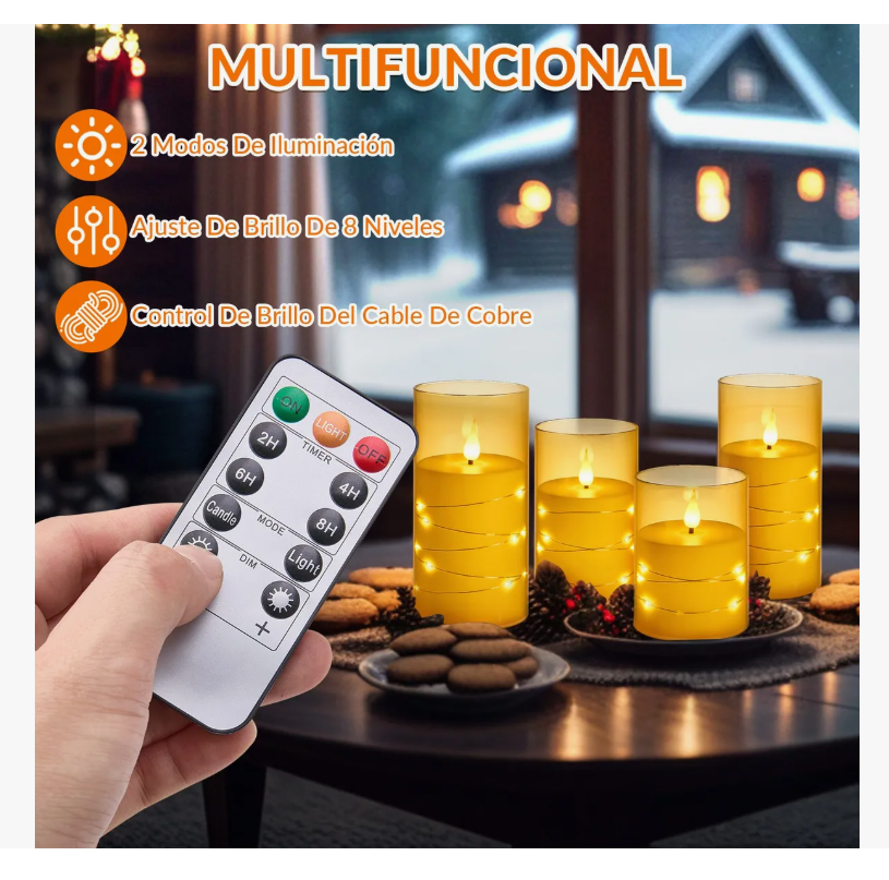 Foto 5 pulgar | Vela Eléctrica Xtellar Led Control Remoto sin Llama Impermeables 3 piezas