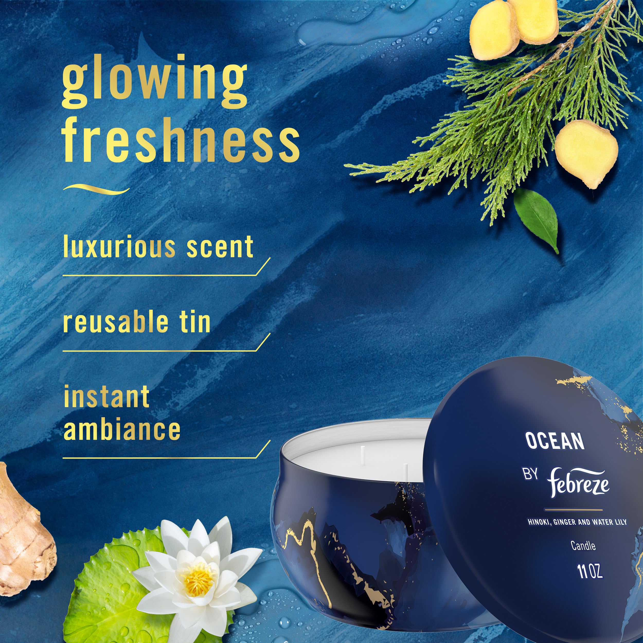 Foto 3 pulgar | Vela Febreze Ocean Scent  325 Ml  4 Mechas  1 Paquete - Venta Internacional.