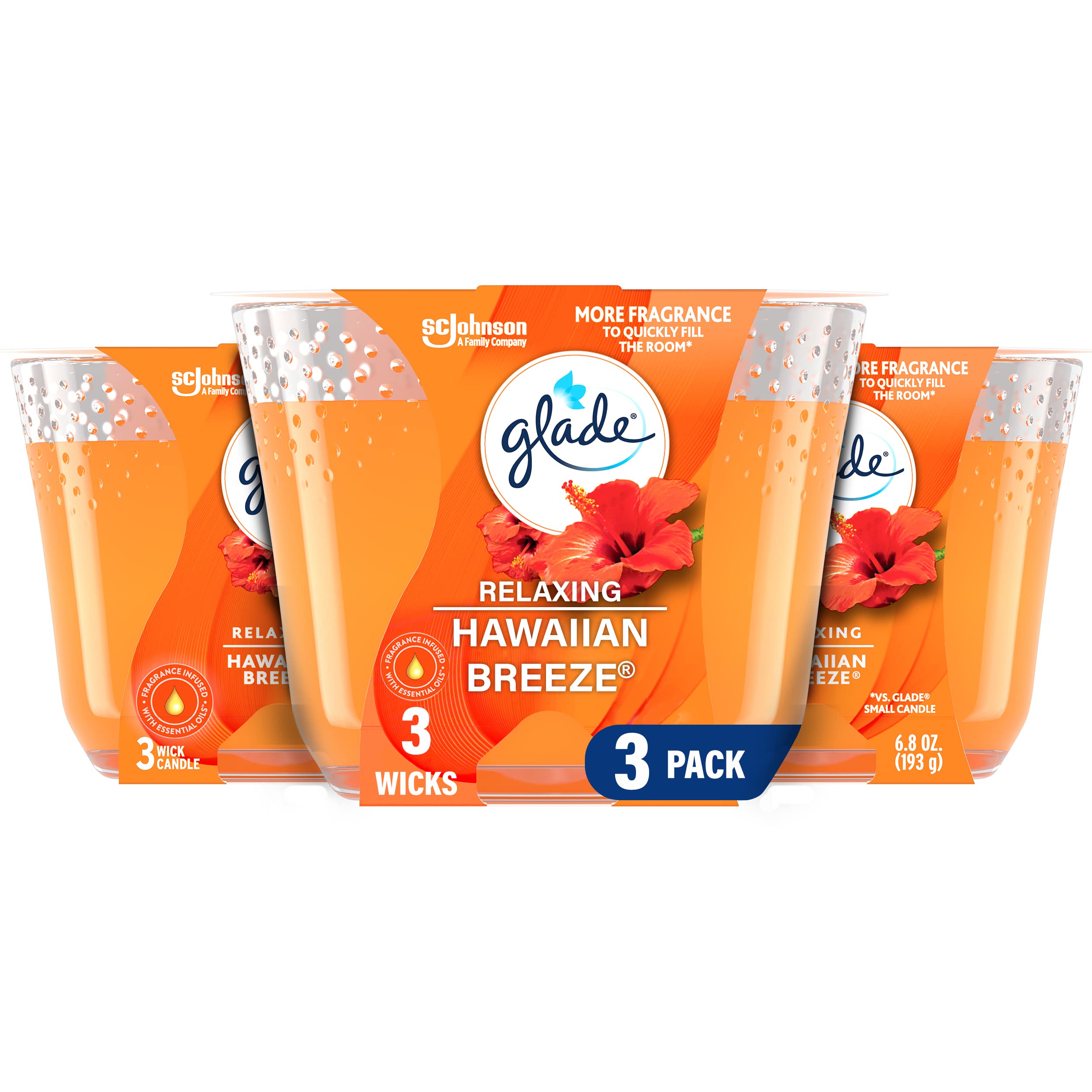 Foto 1 | Vela Ambientadora Glade Hawaiian Breeze  3 Mechas  200 Ml  Paquete De 3 - Venta Internacional.
