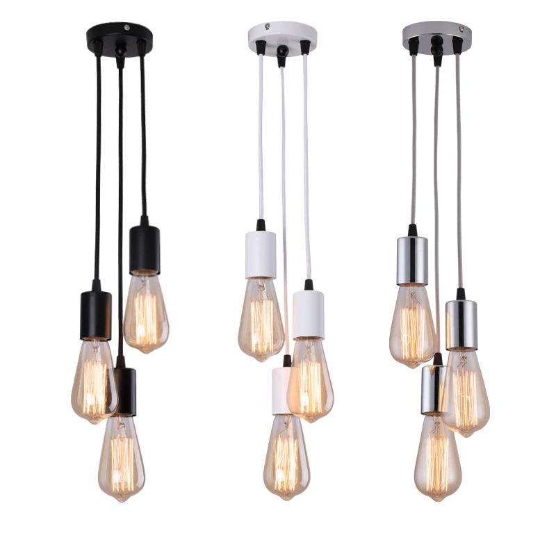 Foto 4 pulgar | Lámpara De Techo Nórdica Retro Colgante De Metal De 3 Luces - Venta Internacional.