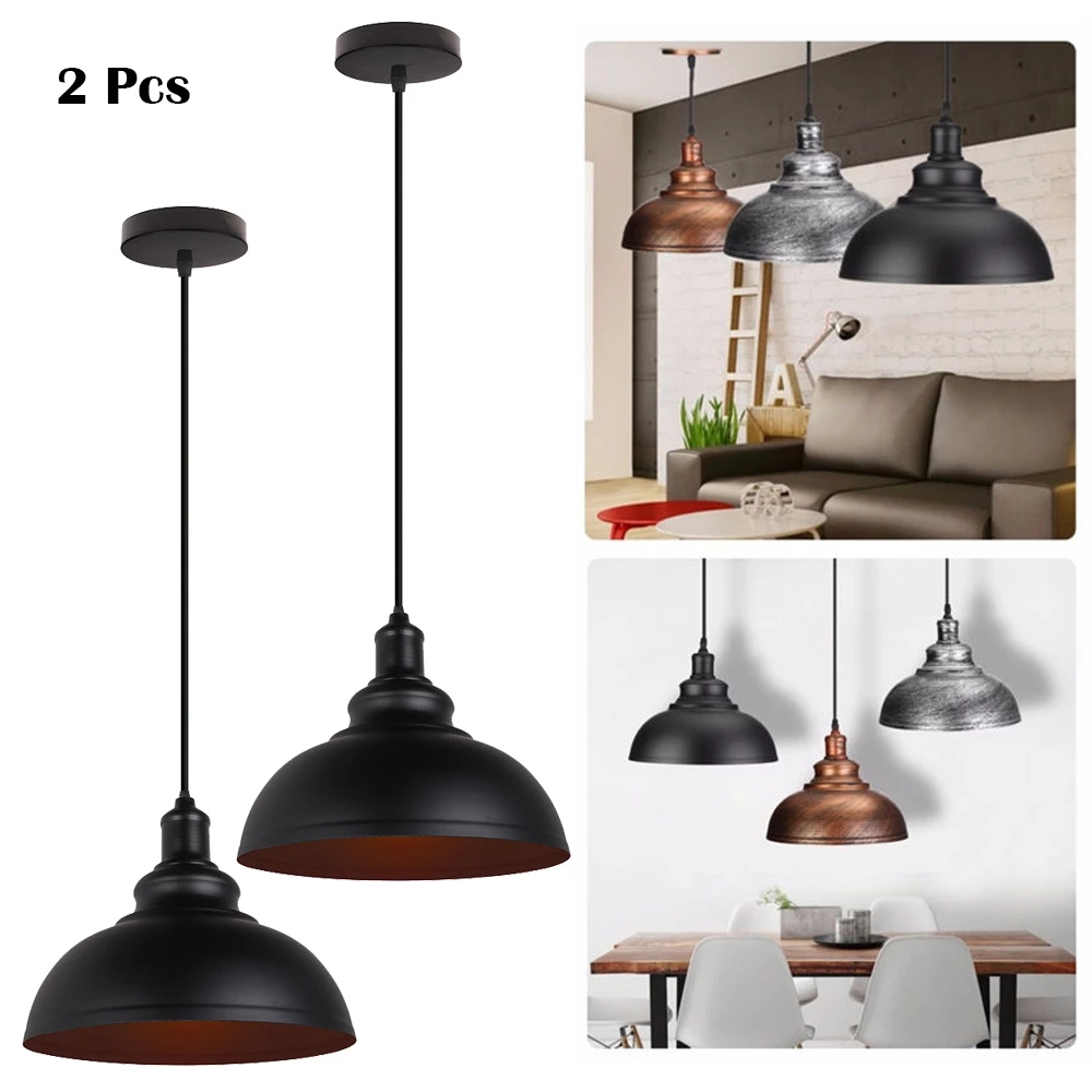 Foto 5 | Lámparas Colgantes De Techo, Diseño Vintage, Pantalla De 29 Cm, 2 Unidades, Color Negro - Venta Internacional.