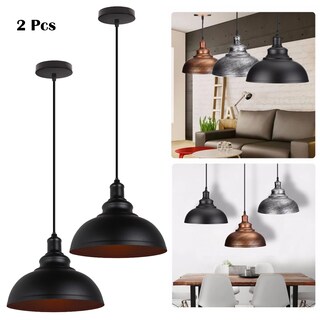 Foto 5 | Lámparas Colgantes De Techo, Diseño Vintage, Pantalla De 29 Cm, 2 Unidades, Color Negro - Venta Internacional.