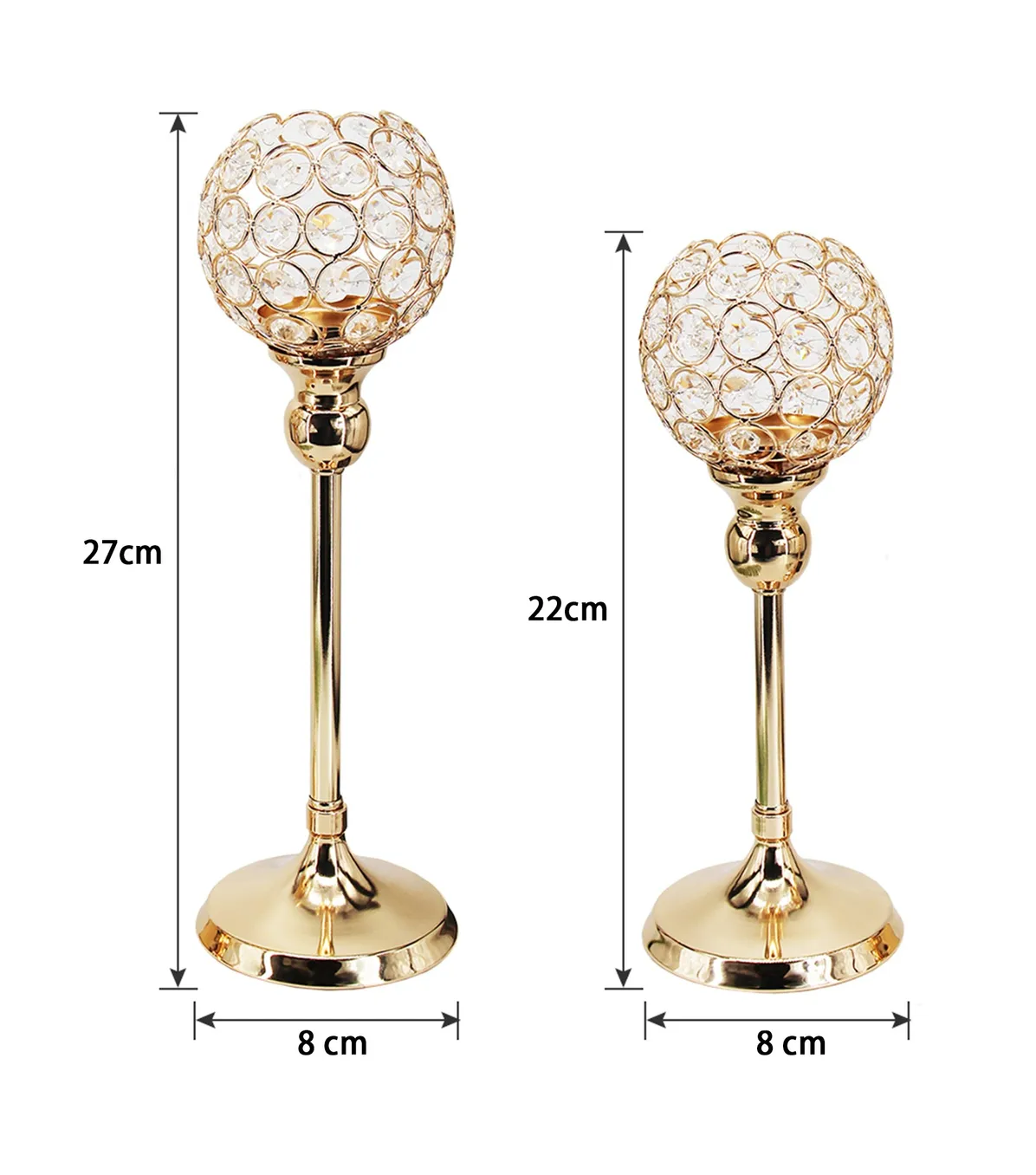Foto 5 pulgar | Candelabro Portavelas Cristal Regalo Adornos Boda Fiesta Dorados