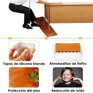 Foto 3 | Protector Lab.g Grueso De Silicona Para Patas De Muebles, Sillas Transparente