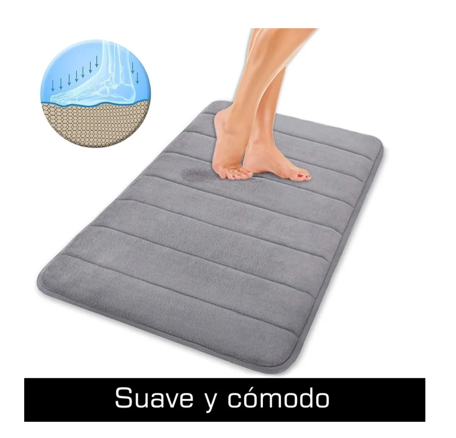 Foto 3 pulgar | Tapete Baño Ultrasuave Alfombra Absorbente color Gris