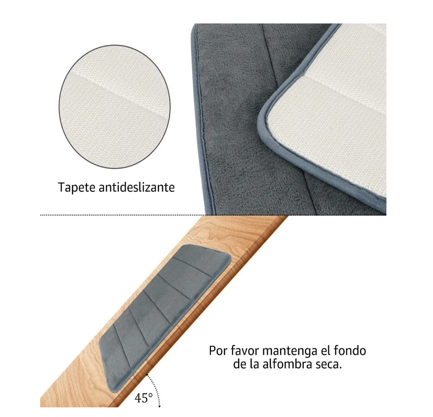 Foto 4 pulgar | Tapete Baño Ultrasuave Alfombra Absorbente color Gris