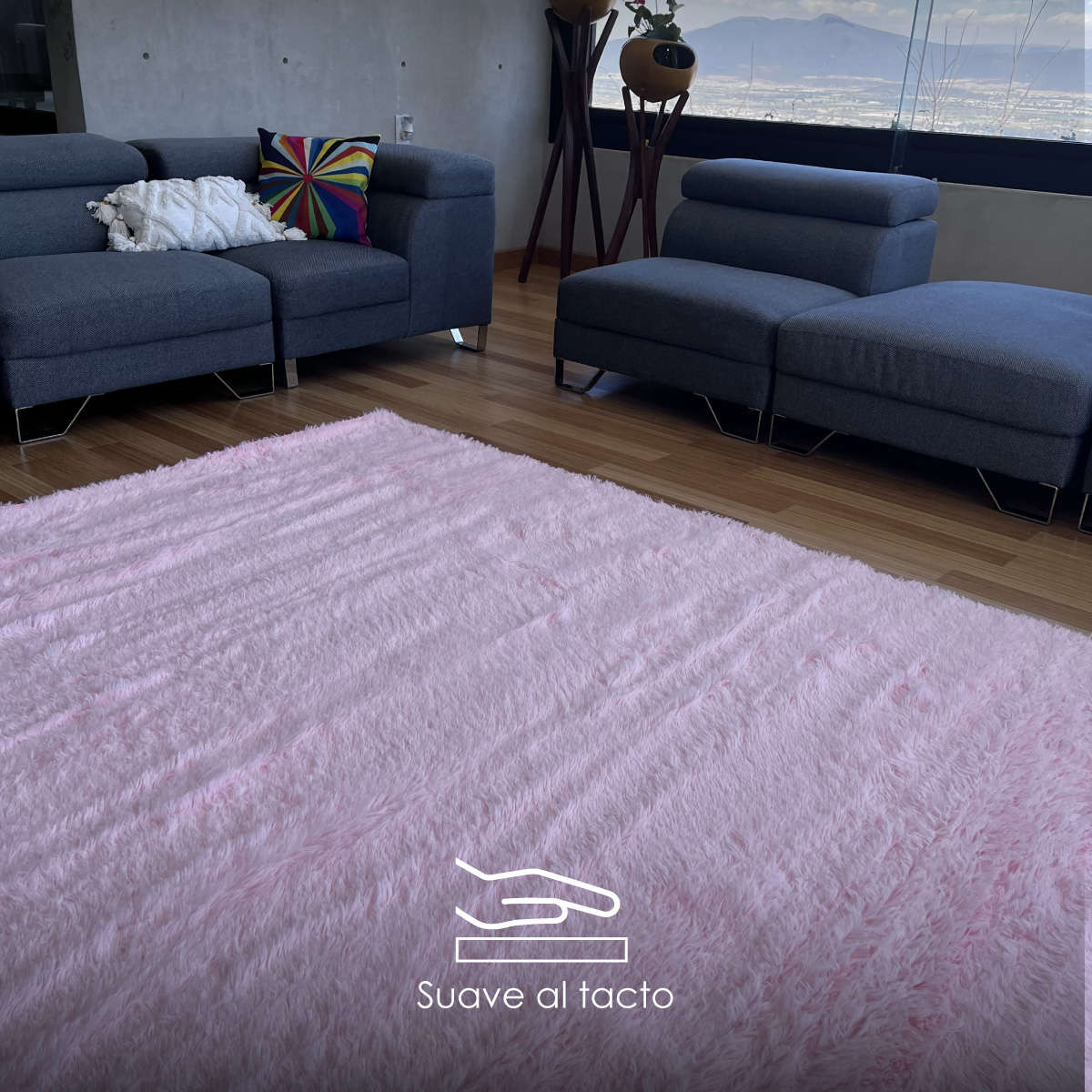 Foto 4 pulgar | Tapete para Sala Ilios Innova Shag Color Rosa