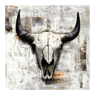 Foto 1 | Cuadro Decorativo - Craneo De Vaca Blanca Ii - Incado - Arte Moderno - Impresión En Lienzo - Fine Art Tj