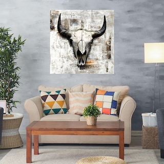 Foto 2 | Cuadro Decorativo - Craneo De Vaca Blanca Ii - Incado - Arte Moderno - Impresión En Lienzo - Fine Art Tj