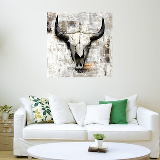 Foto 3 | Cuadro Decorativo - Craneo De Vaca Blanca Ii - Incado - Arte Moderno - Impresión En Lienzo - Fine Art Tj