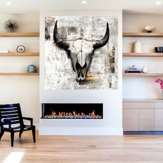 Foto 5 | Cuadro Decorativo - Craneo De Vaca Blanca Ii - Incado - Arte Moderno - Impresión En Lienzo - Fine Art Tj