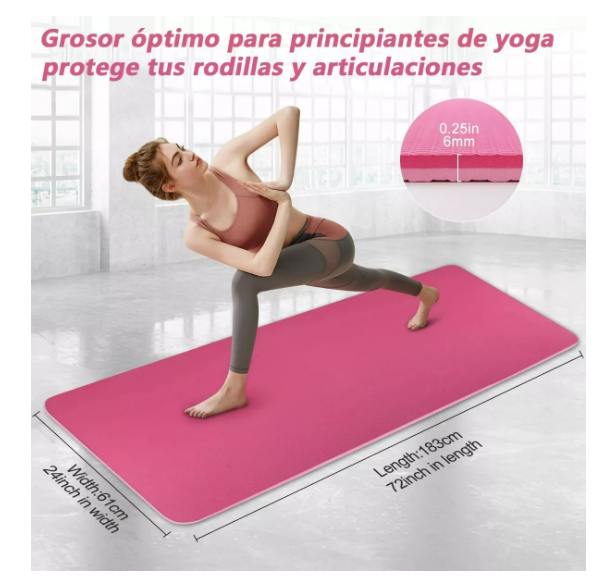 Foto 3 pulgar | Tapete De Yoga Pilates Fitness Ejercicio Portátil Grueso Mat